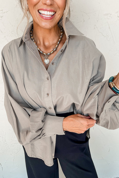 Modern Seamed Relaxed Fit Button Down Shirt