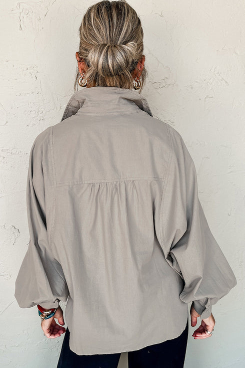 Modern Seamed Relaxed Fit Button Down Shirt