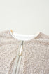 Modern Sequin Long Sleeve Zip Up Round Neck Jacket