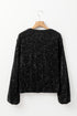 Modern Sequin Long Sleeve Zip Up Round Neck Jacket