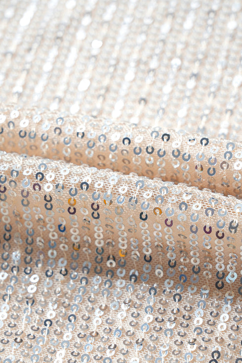 Modern Sequin Long Sleeve Zip Up Round Neck Jacket