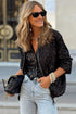 Modern Sequin Long Sleeve Zip Up Round Neck Jacket