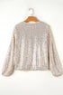 Modern Sequin Long Sleeve Zip Up Round Neck Jacket