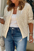 Modern Sequin Long Sleeve Zip Up Round Neck Jacket