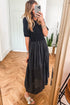 Modern Short Sleeve Knit Patchwork Pleated Maxi Dress