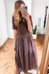 Modern Short Sleeve Knit Patchwork Pleated Maxi Dress