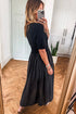 Modern Short Sleeve Knit Patchwork Pleated Maxi Dress