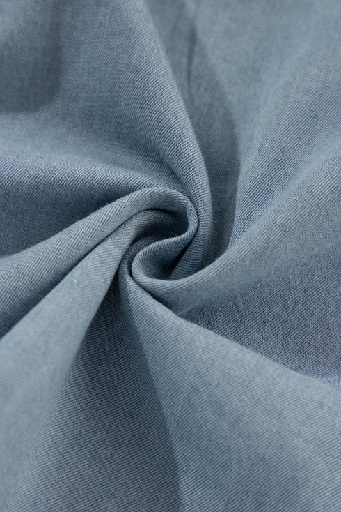 Modern Solid Chambray Denim Turn Down Collar Shirt