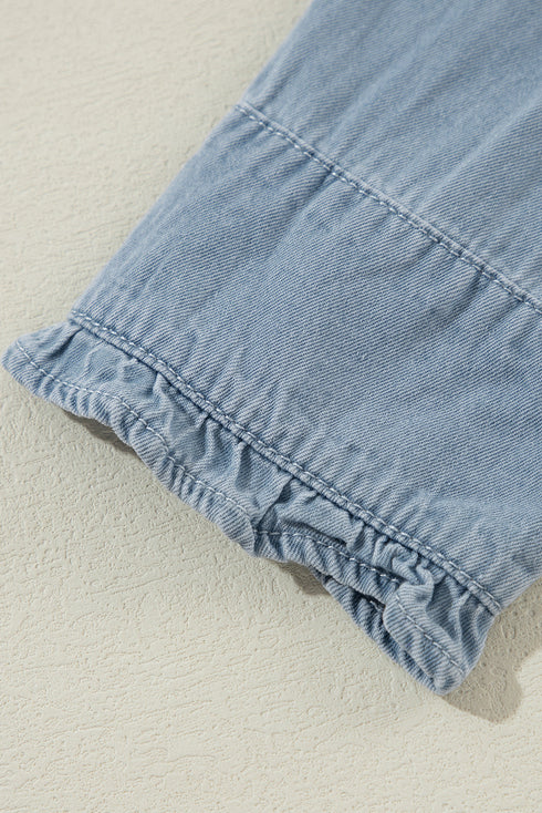 Modern Solid Chambray Denim Turn Down Collar Shirt