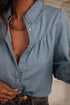 Modern Solid Chambray Denim Turn Down Collar Shirt