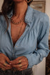 Modern Solid Chambray Denim Turn Down Collar Shirt