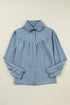 Modern Solid Chambray Denim Turn Down Collar Shirt