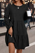 Modern Solid Corduroy Lantern Sleeve Tiered Mini Dress