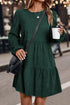 Modern Solid Corduroy Lantern Sleeve Tiered Mini Dress