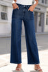 Modern Solid Denim Mid Rise Straight Leg Jeans