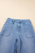 Modern Solid Denim Mid Rise Straight Leg Jeans