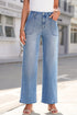 Modern Solid Denim Mid Rise Straight Leg Jeans