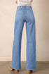 Modern Solid Denim Mid Rise Straight Leg Jeans