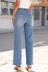 Modern Solid Denim Mid Rise Straight Leg Jeans