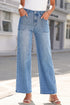 Modern Solid Denim Mid Rise Straight Leg Jeans