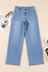 Modern Solid Denim Mid Rise Straight Leg Jeans