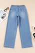 Modern Solid Denim Mid Rise Straight Leg Jeans