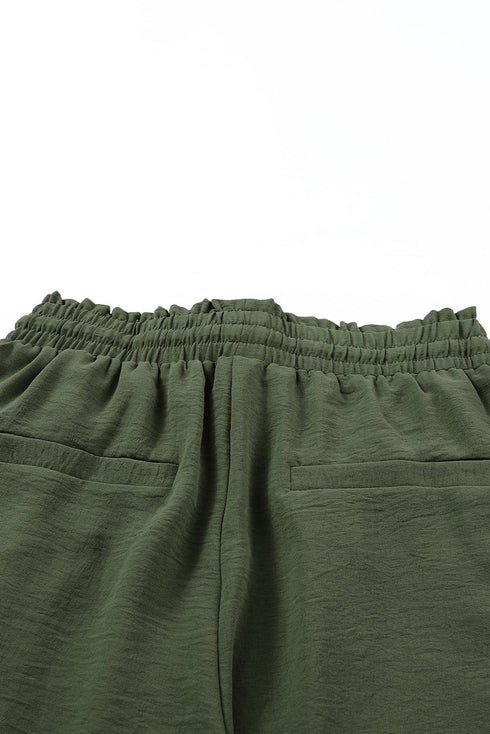 Modern Solid Drawstring Smocked Waist Lounge Joggers