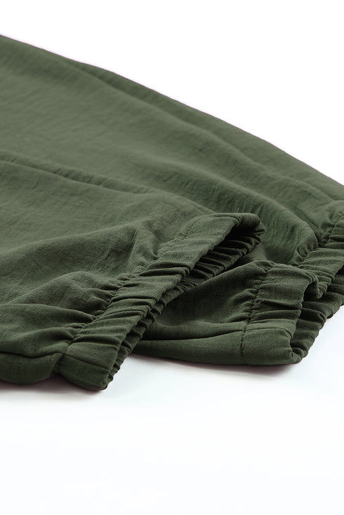 Modern Solid Drawstring Smocked Waist Lounge Joggers