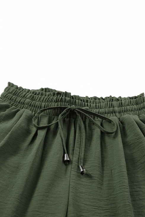 Modern Solid Drawstring Smocked Waist Lounge Joggers
