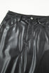 Modern Solid Faux Leather Side Slit Maxi Skirt