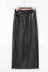 Modern Solid Faux Leather Side Slit Maxi Skirt