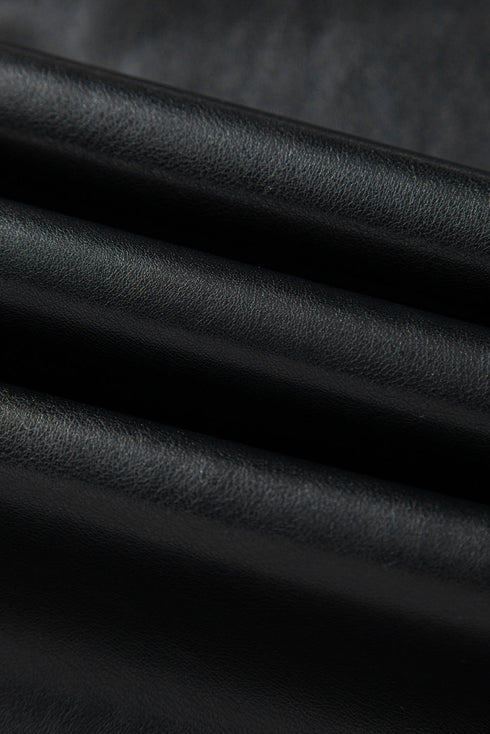Modern Solid Faux Leather Side Slit Maxi Skirt
