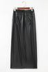 Modern Solid Faux Leather Side Slit Maxi Skirt