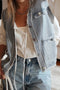 Modern Solid Frayed Edge Flap Pocket Denim Vest
