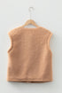 Modern Solid Fuzzy Big Button Accent Pocket Vest