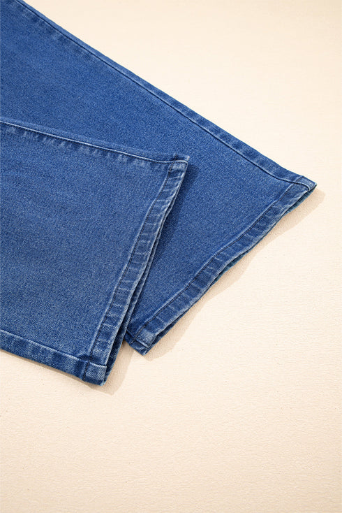 Modern Solid High Waist Straight Leg Denim Jeans