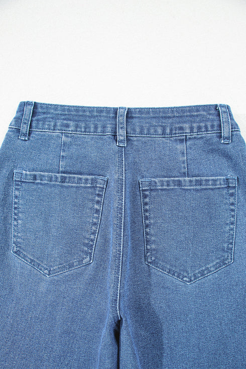 Modern Solid High Waist Straight Leg Denim Jeans