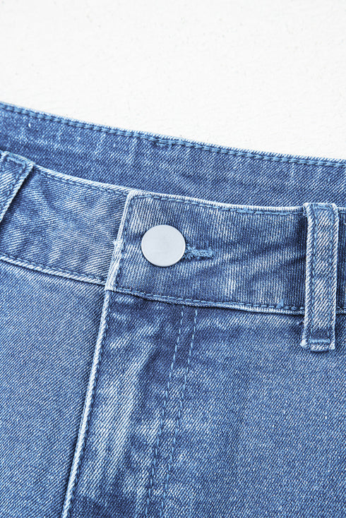 Modern Solid High Waist Straight Leg Denim Jeans