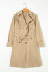 Modern Solid Lapel Collar Waist Tie Wind Coat
