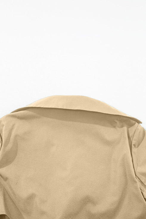 Modern Solid Lapel Collar Waist Tie Wind Coat