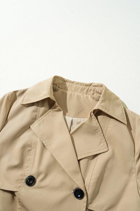 Modern Solid Lapel Collar Waist Tie Wind Coat