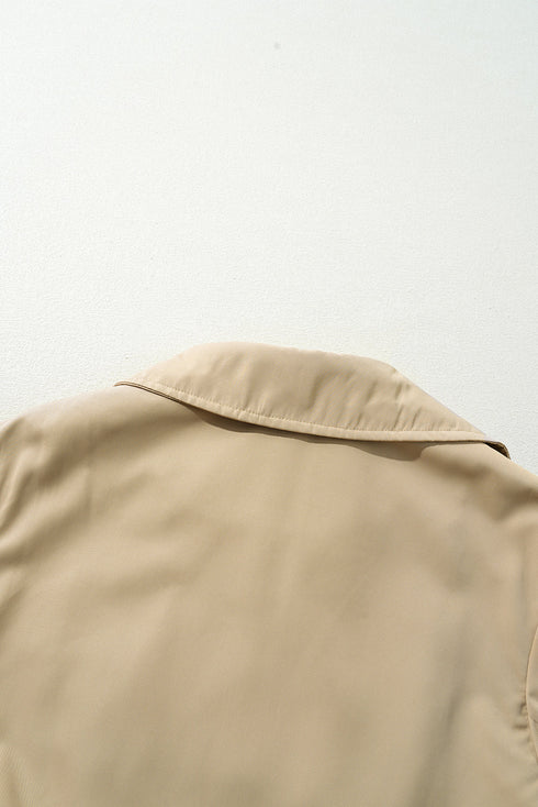 Modern Solid Lapel Collar Waist Tie Wind Coat