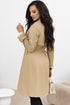 Modern Solid Lapel Collar Waist Tie Wind Coat