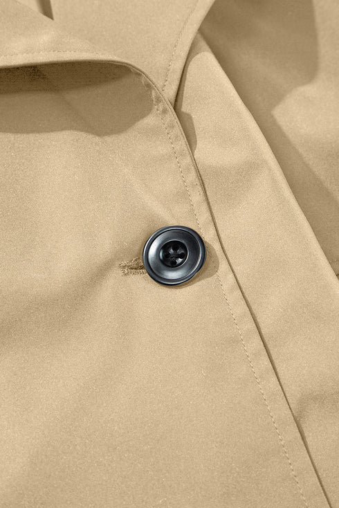 Modern Solid Lapel Collar Waist Tie Wind Coat