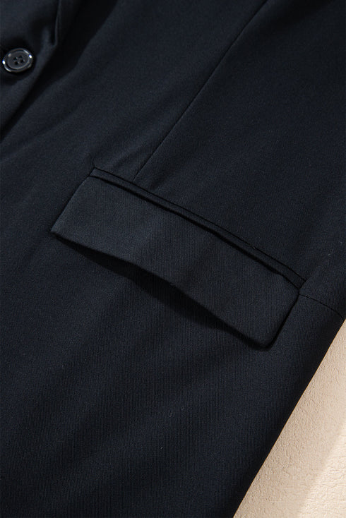Modern Solid Lapel Flap Pocket Buttoned Blazer