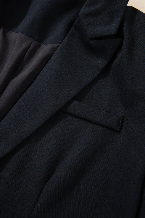 Modern Solid Lapel Flap Pocket Buttoned Blazer