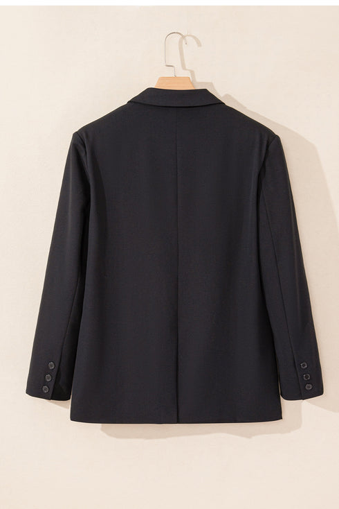 Modern Solid Lapel Flap Pocket Buttoned Blazer