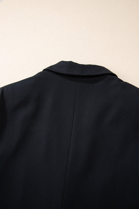 Modern Solid Lapel Flap Pocket Buttoned Blazer