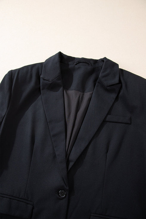 Modern Solid Lapel Flap Pocket Buttoned Blazer