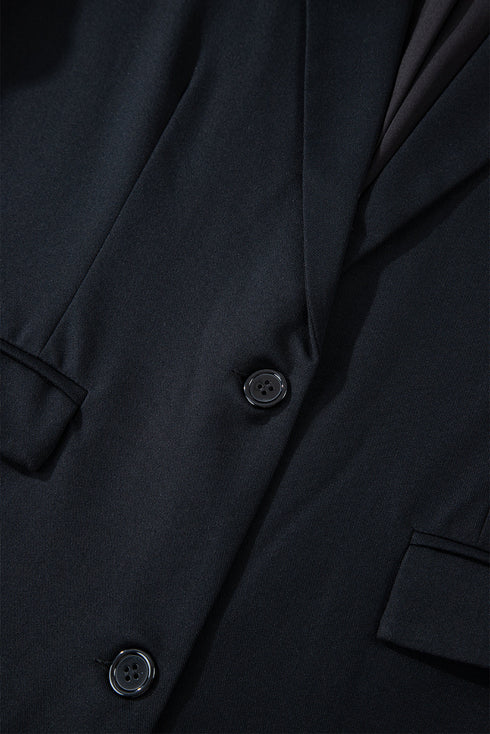 Modern Solid Lapel Flap Pocket Buttoned Blazer
